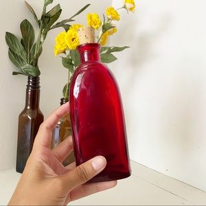 Vintage Apothecary Bottle Ruby Red Glass